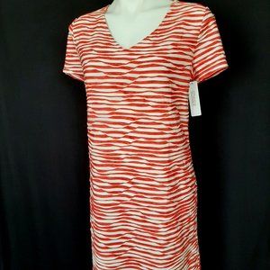 New Chico's Champagne Waves Textured V Neck Knee Length Dress